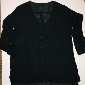 Paper Tee Black Long Sleeve Button Down